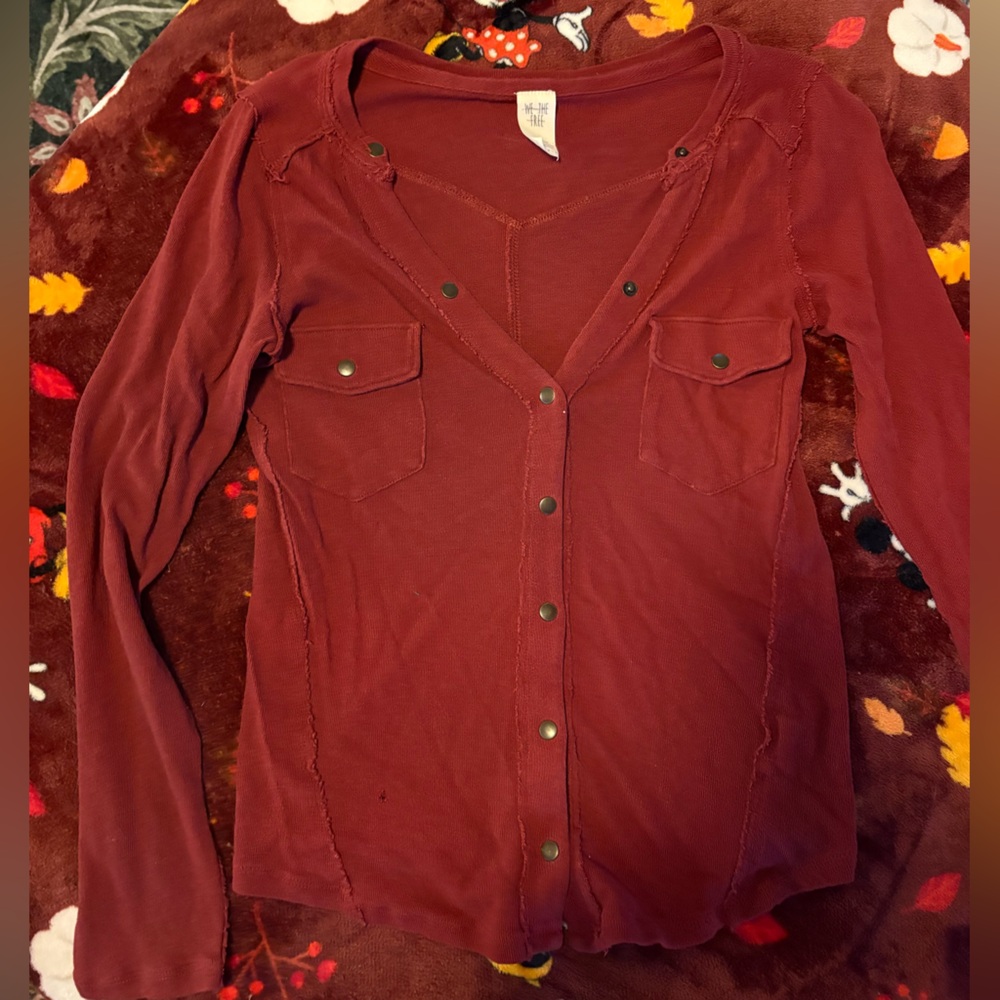 We The Free Burgundy Knit Top